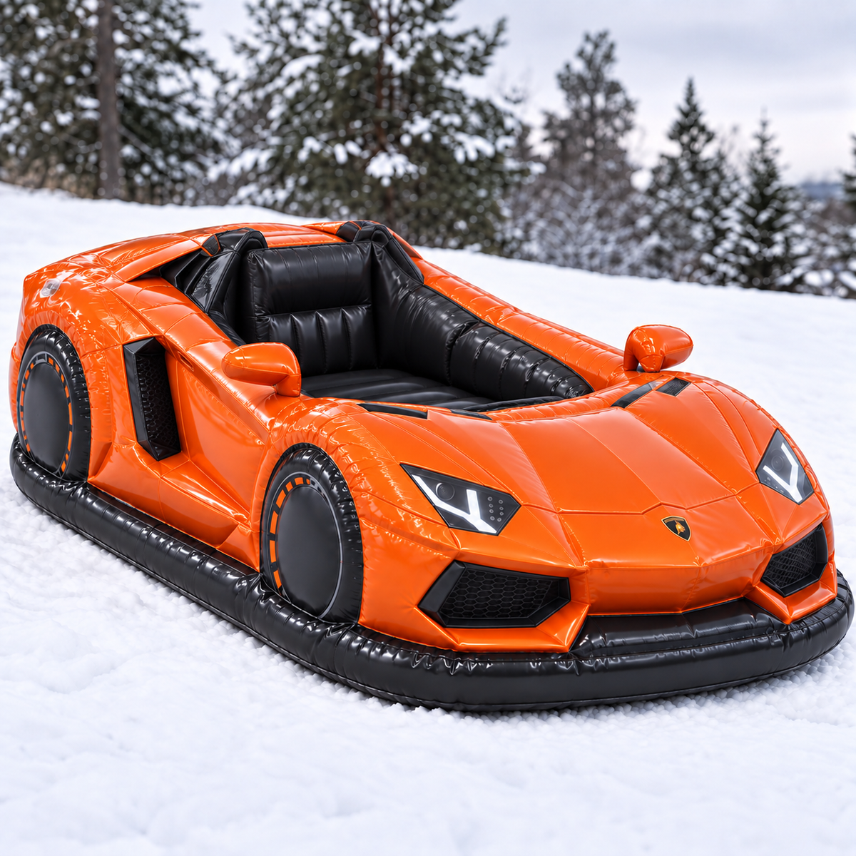 Launch Orange Revsled adult-sized inflatable car snow sled