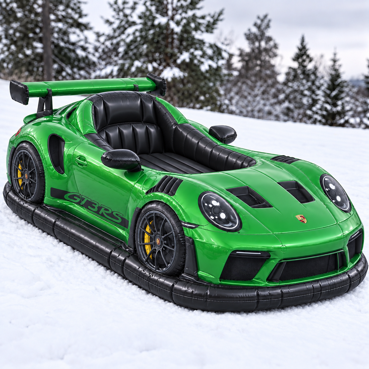 Track Green Revsled adult-sized inflatable car snow sled