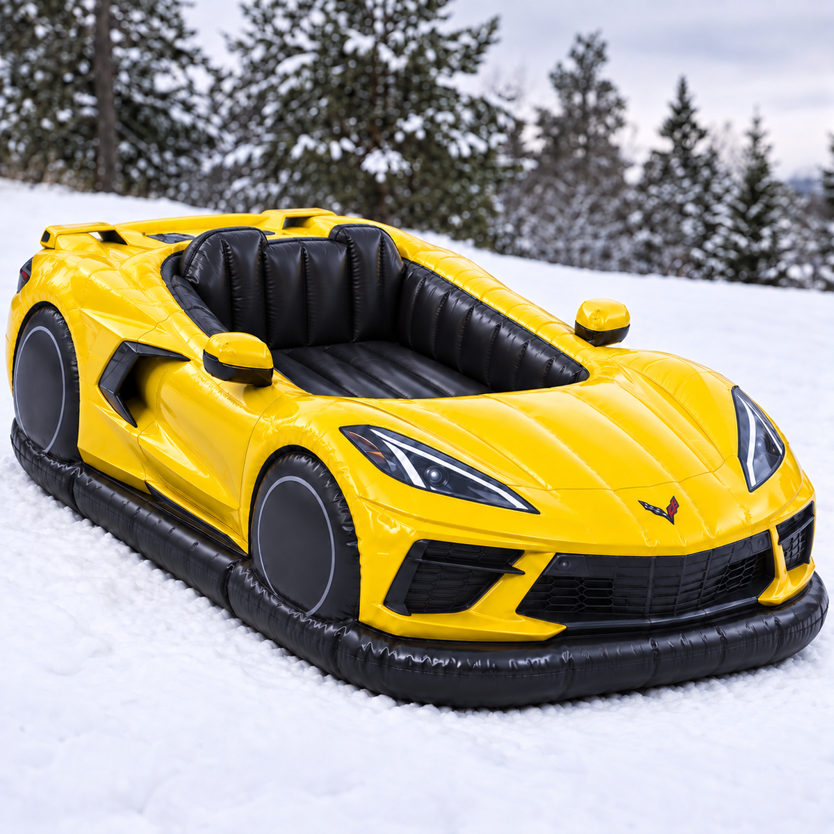Velocity Yellow Revsled adult-sized inflatable car snow sled